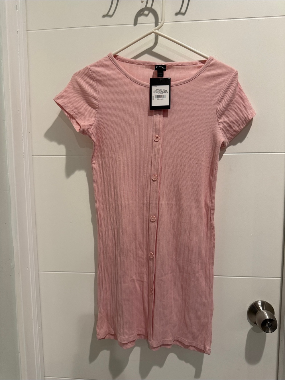 Target Parlor Pink Ribbed Button-Front Short Sleeve Dress girls (10/12)